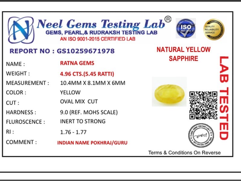 Bangkok yellow sapphire (Pukhraj) 4.96 Carat (5.45 Ratti) - View #4
