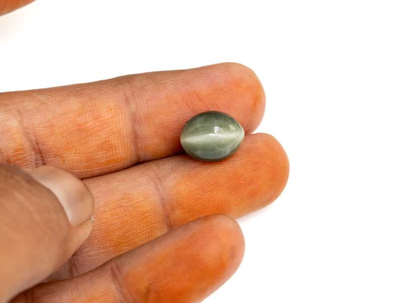 Quartz Cat's Eye (Lahsuniya) 7.81 Carat (8.58 Ratti) Cabochon - View #4