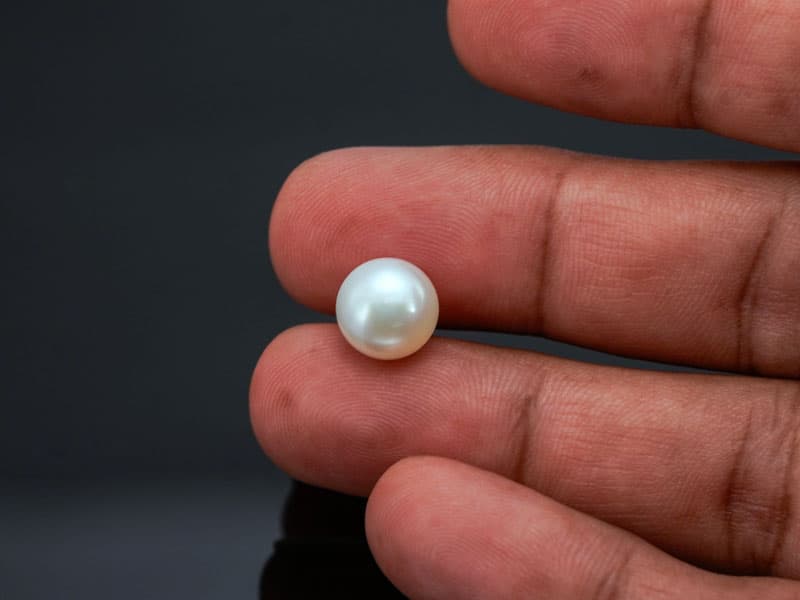 Cultured Pearl Stone (Moti Ratna) 5.80 Carat (6.37 Ratti) Round Button Shape - View #4