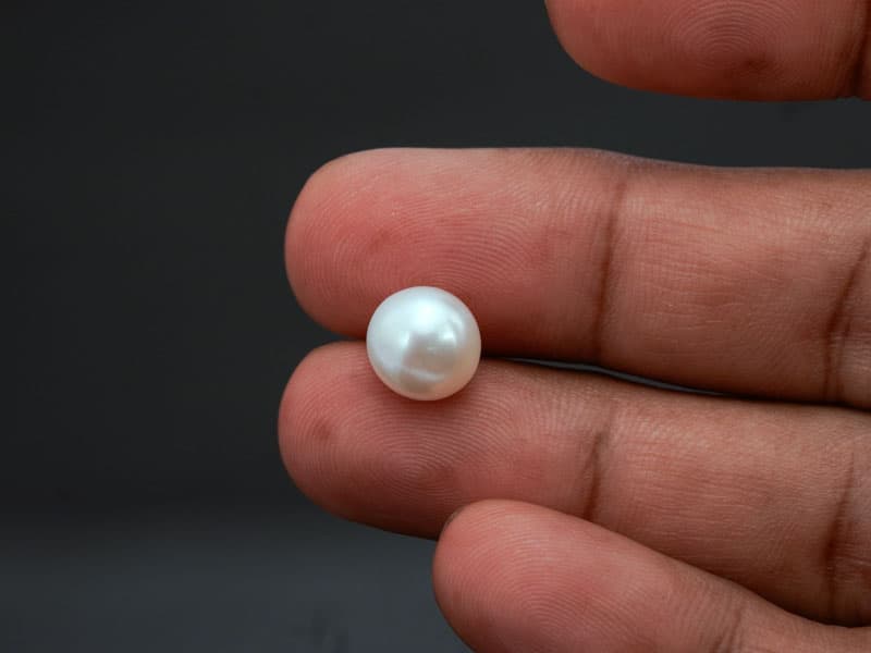 Cultured Pearl Stone (Moti Ratna) 5.81 Carat (6.38 Ratti) Round Button Shape - View #4