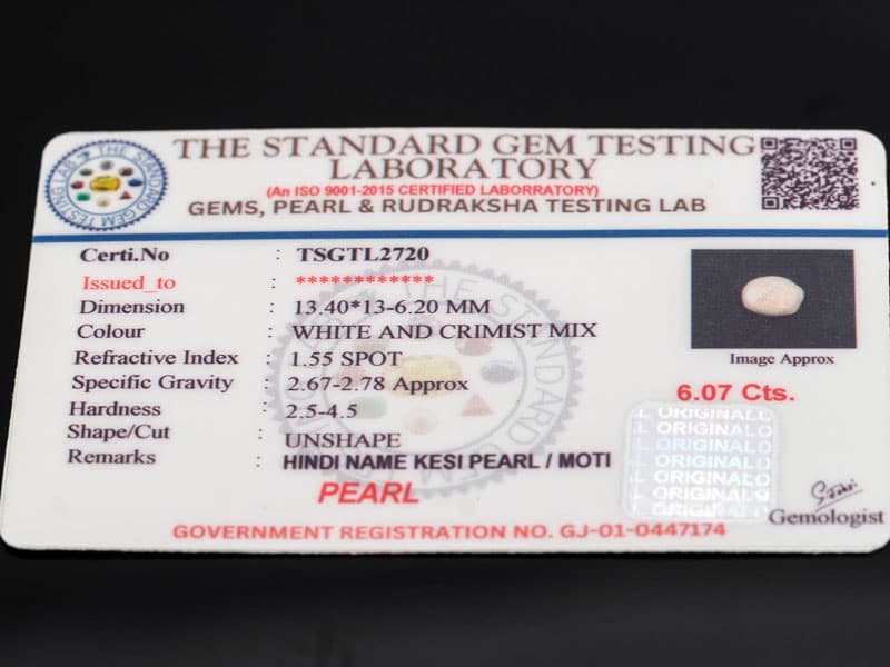 Keshi Pearl Stone 6.07 Carat (6.67 Ratti) Moti Ratna Baroque Shape – certificate