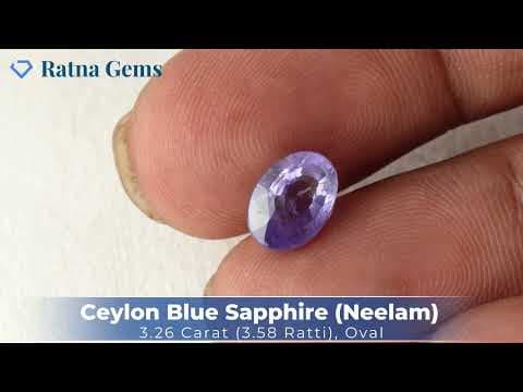 Video preview: Ceylon Blue Sapphire (Neelam) 3.26 Carat (3.58 Ratti)