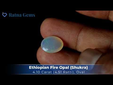 Video preview: Ethiopian Welo Opal (Doodhiya Patthar) 4.10 Carat (4.51 Ratti) — Strong Fire / Play-of-Colour