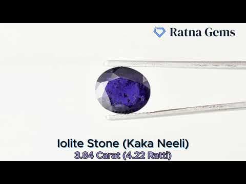 Official video preview: Iolite Stone (Kaka Neeli Stone) 3.84 Carat (4.22 Ratti) Oval Mix Cut - Certified Natural