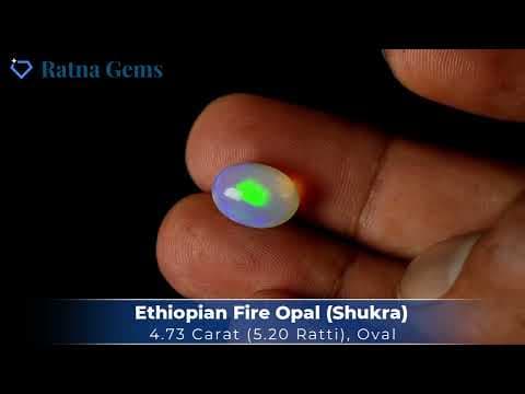 Video preview: Ethiopian Welo Opal (Doodhiya Patthar) 4.73 Carat (5.20 Ratti) — Strong Fire / Play-of-Colour