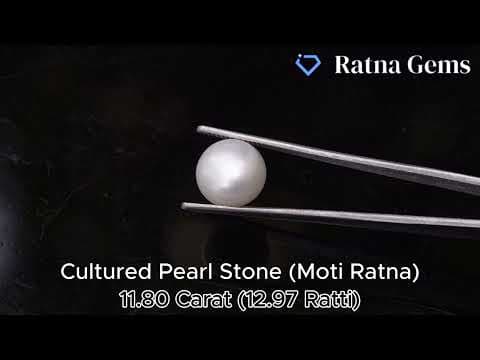 Official video preview: Cultured Pearl Stone (Moti Ratna) 11.80 Carat (12.97 Ratti) Round Shape