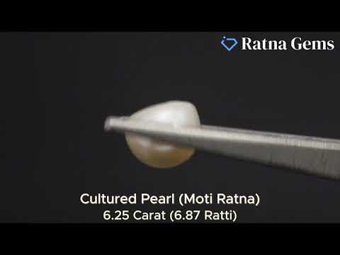 Official video preview: Cultured Pearl Stone (Moti Ratna) 6.25 Carat (6.87 Ratti) Round Button Shape