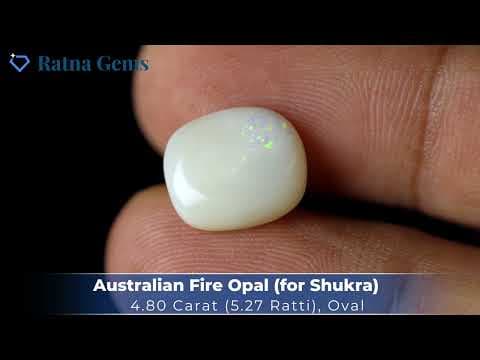 Video preview: Australian White Opal (Doodhiya Patthar) 4.80 Carat (5.27 Ratti) — Rainbow Fire / Play-of-Colour