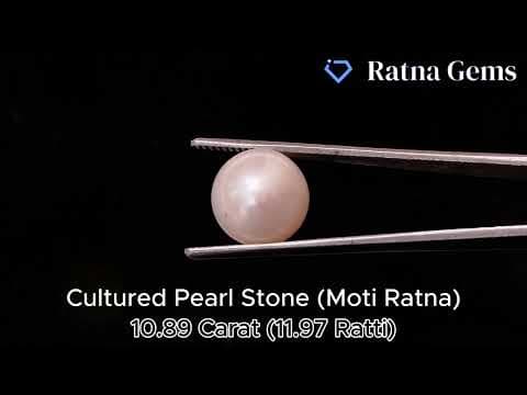 Official video preview: Cultured Pearl Stone (Moti Ratna) 10.89 Carat (11.97 Ratti) Round Shape