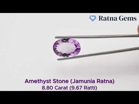 Video preview: Certified Natural Amethyst Stone (Jamunia) 8.8 Carat (9.67 Ratti) Oval Shape