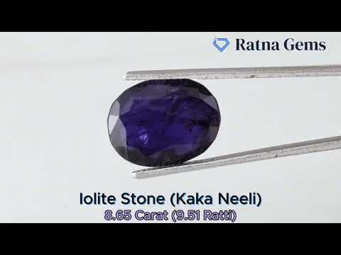 Official video preview: Iolite Stone (Kaka Neeli Stone) 8.65 Carat (9.51 Ratti) Oval Mix Cut - Certified Natural