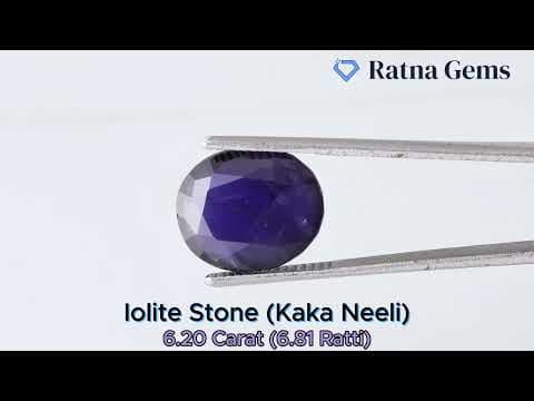 Official video preview: Iolite Stone (Kaka Neeli Stone) 6.20 Carat (6.81 Ratti) Oval Mix Cut - Certified Natural