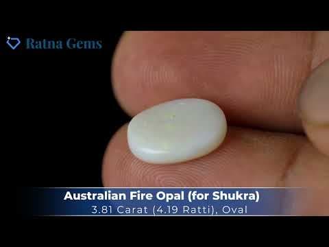 Video preview: Australian White Opal (Doodhiya Patthar) 3.81 Carat (4.19 Ratti) — Rainbow Fire / Play-of-Colour