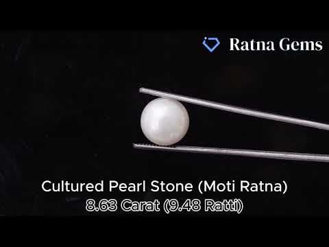 Official video preview: Cultured Pearl Stone (Moti Ratna) 8.63 Carat (9.48 Ratti) Round Shape