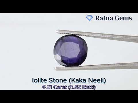 Official video preview: Iolite Stone (Kaka Neeli Stone) 6.21 Carat (6.82 Ratti) Oval Mix Cut - Certified Natural