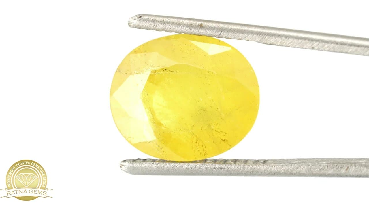 Official video preview: Natural Pukhraj Stone 7.03 Ratti (6.40 Carat) Yellow Sapphire - Nigerian