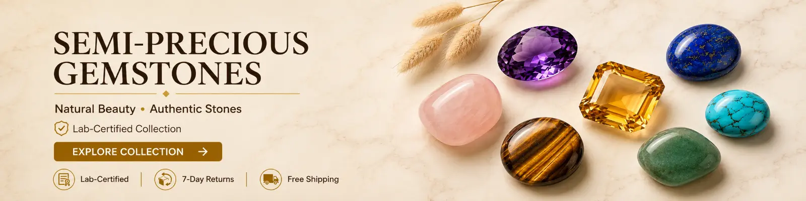 Wide range of authentic semi-precious gemstones