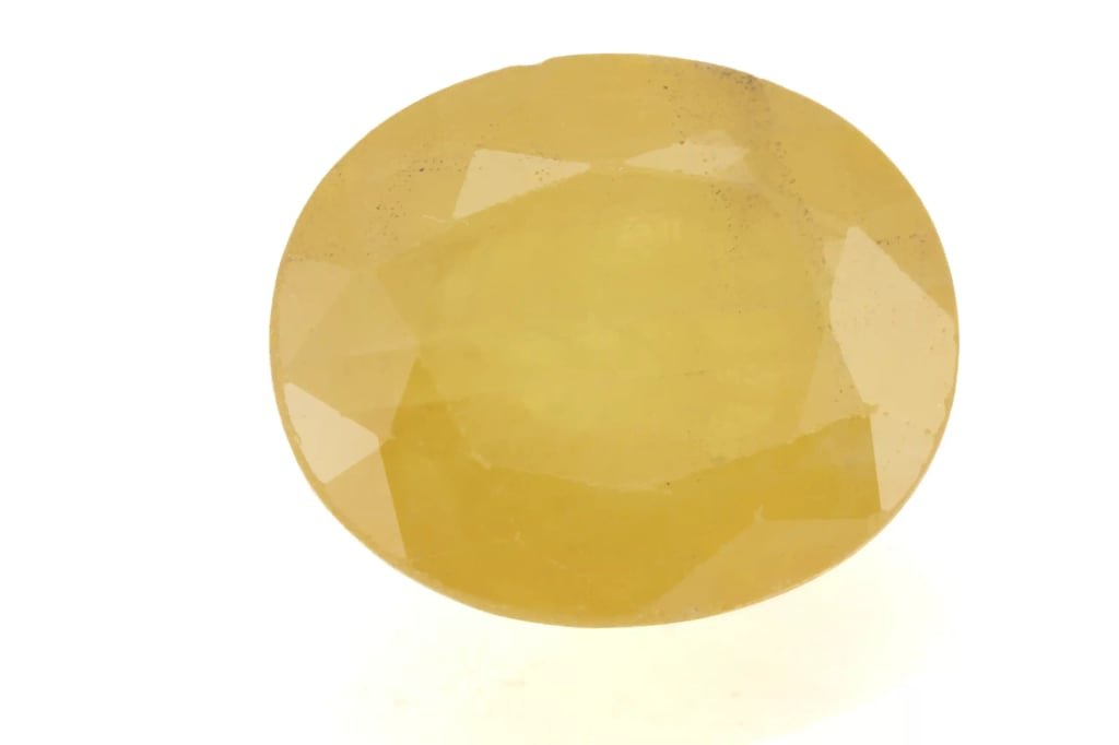 Natural Pukhraj Stone 7.09 Ratti (6.45 Carat) Yellow Sapphire - Nigerian - View #1