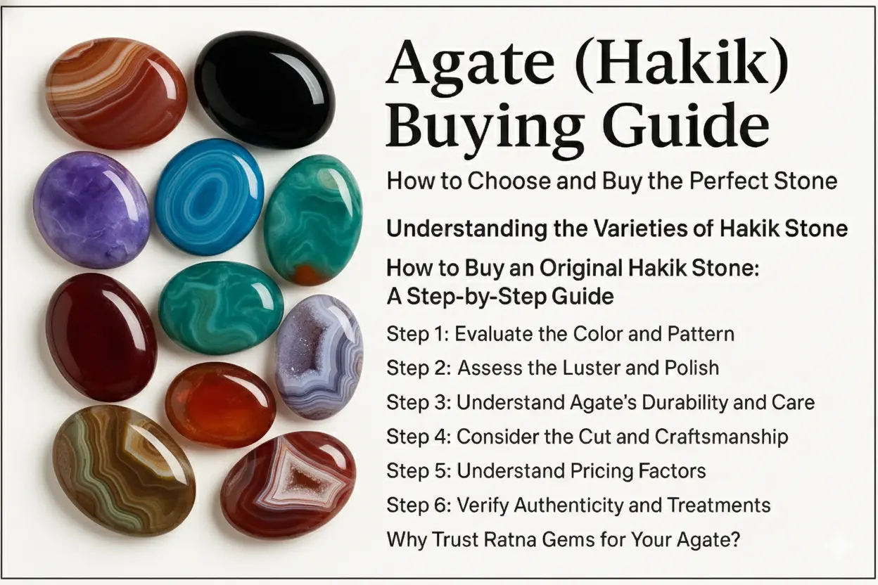 A collection of various polished Agate (Hakik) gemstones, showing different colors and banding patterns.