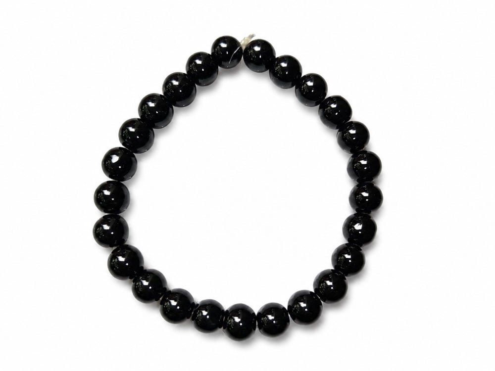 Black Tourmaline Bracelet 8mm Round Beads - View #1