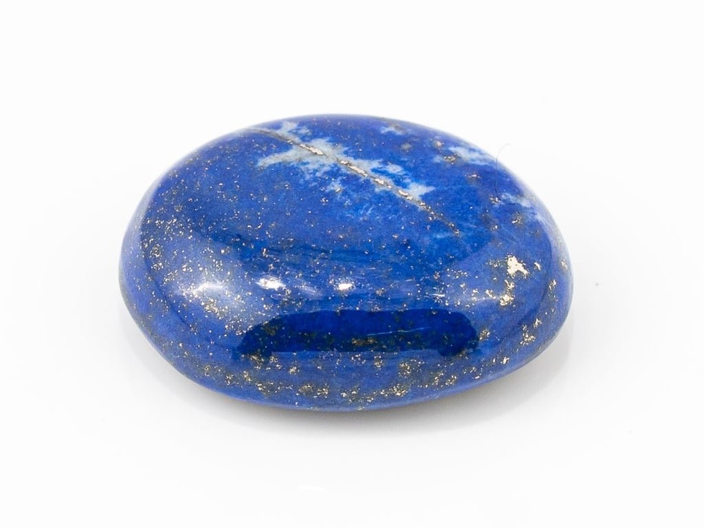 Natural Lapis Lazuli (Lajward) 10.95 carat, top face-up view showing deep royal blue color and pyrite flecks