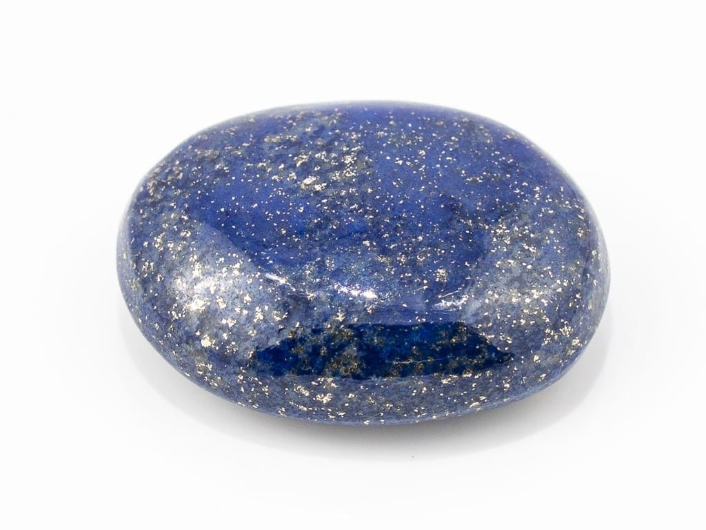 Natural Lapis Lazuli (Lajward) 13.90 carat, top face-up view showing deep royal blue color and pyrite flecks