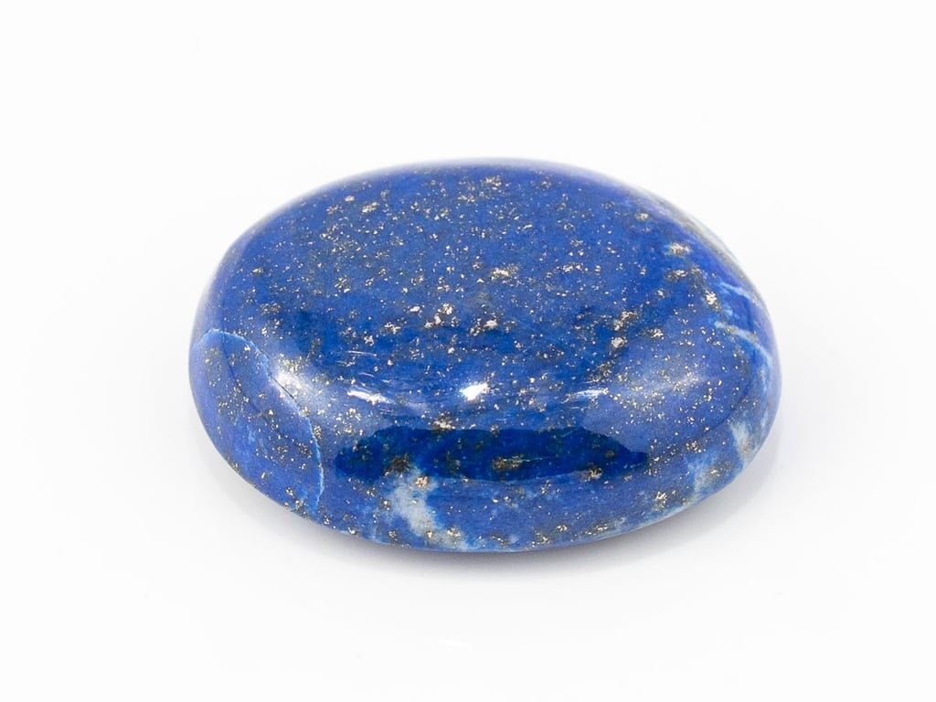 Natural Lapis Lazuli (Lajward) 9.81 carat, top face-up view showing deep royal blue color and pyrite flecks