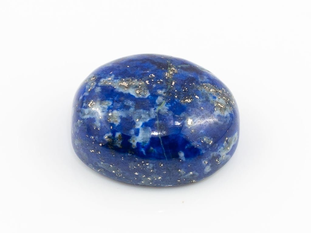 Natural Lapis Lazuli (Lajward) 10.18 Carat top face-up view showing deep royal blue color and pyrite flecks