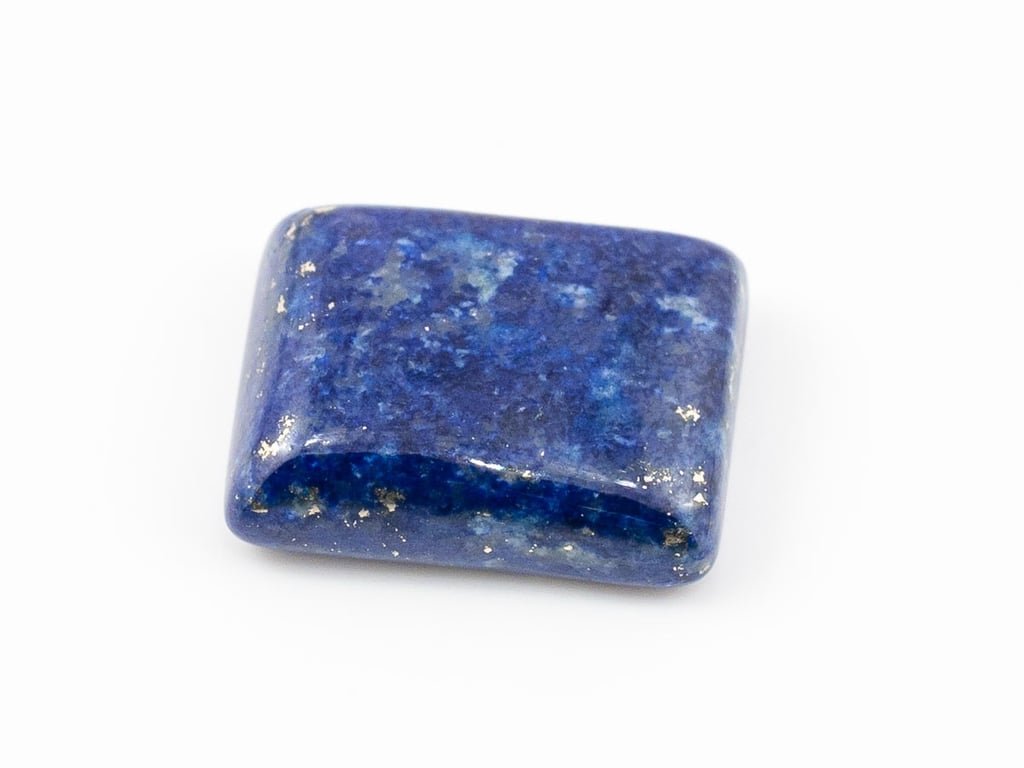 Natural Lapis Lazuli (Lajward) 4.56 Carat top face-up view showing deep royal blue color and pyrite flecks