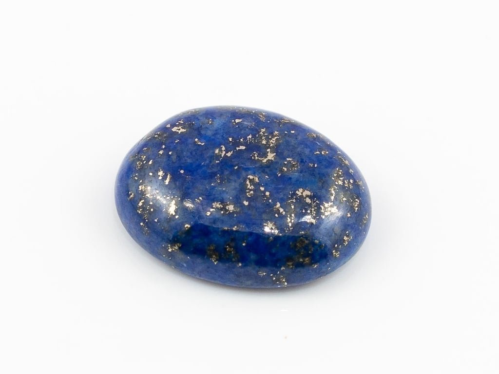 Natural Lapis Lazuli (Lajward) 5.58 Carat top face-up view showing deep royal blue color and pyrite flecks