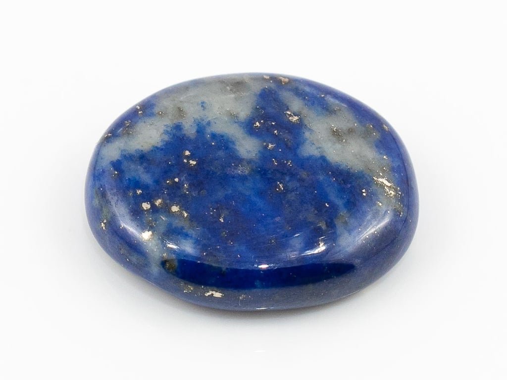 Natural Lapis Lazuli (Lajward) 6.01 Carat top face-up view showing deep royal blue color and pyrite flecks
