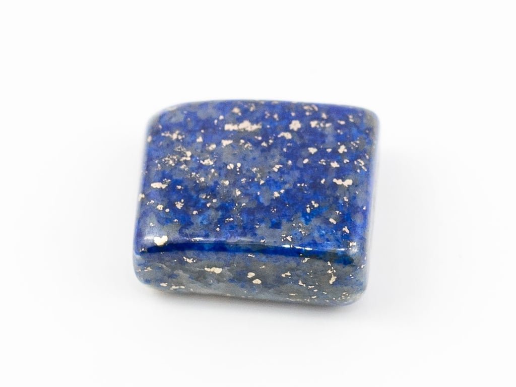 Natural Lapis Lazuli (Lajward) 6.41 Carat top face-up view showing deep royal blue color and pyrite flecks