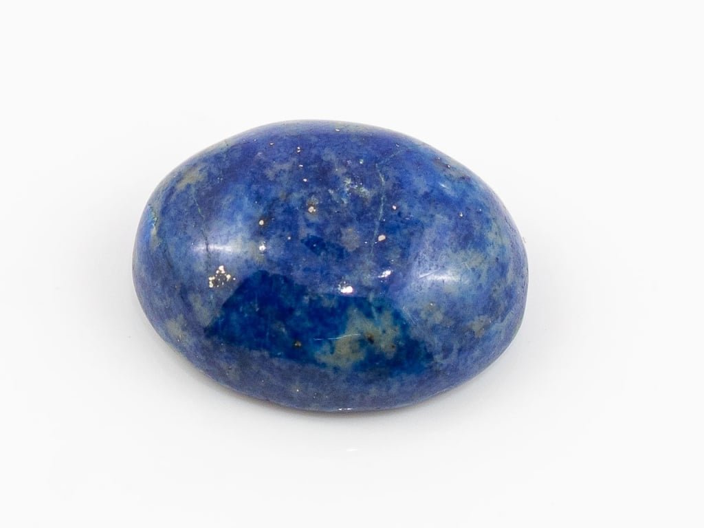 Natural Lapis Lazuli (Lajward) 7.43 Carat top face-up view showing deep royal blue color and pyrite flecks