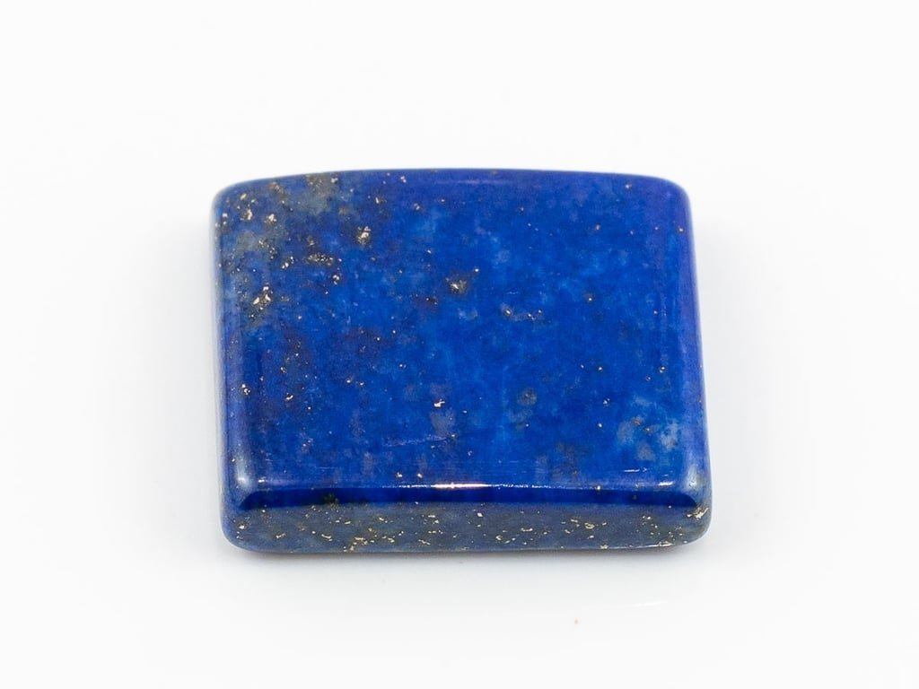 Natural Lapis Lazuli (Lajward) 7.46 Carat top face-up view showing deep royal blue color and pyrite flecks