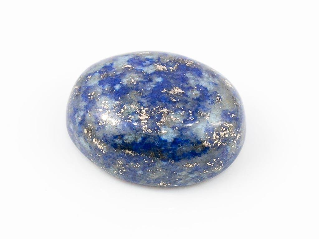Natural Lapis Lazuli (Lajward) 7.55 Carat top face-up view showing deep royal blue color and pyrite flecks
