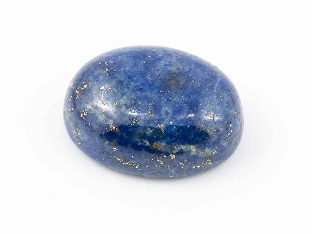 Natural Lapis Lazuli (Lajward) 7.88 Carat top face-up view showing deep royal blue color and pyrite flecks