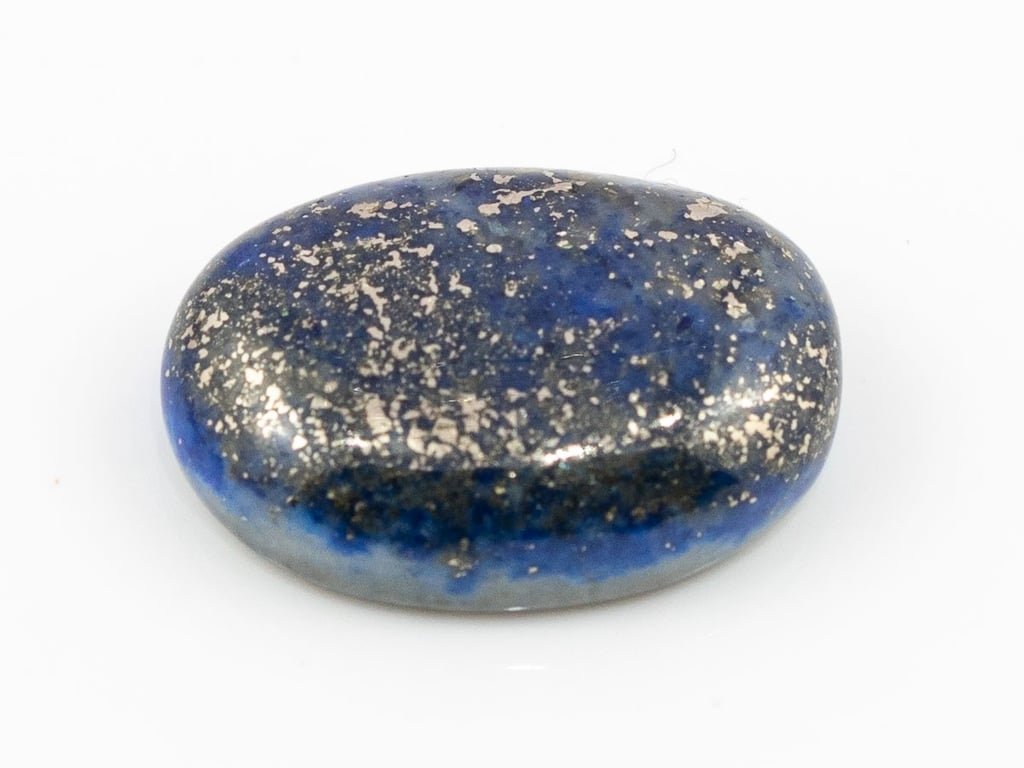 Natural Lapis Lazuli (Lajward) 7.89 Carat top face-up view showing deep royal blue color and pyrite flecks