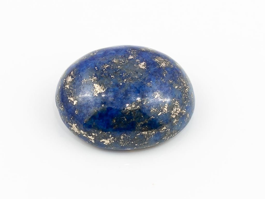 Natural Lapis Lazuli (Lajward) 8.01 Carat top face-up view showing deep royal blue color and pyrite flecks