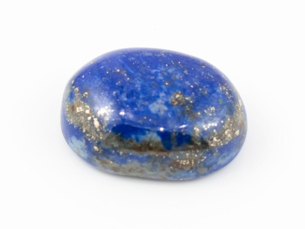 Natural Lapis Lazuli (Lajward) 8.33 Carat top face-up view showing deep royal blue color and pyrite flecks