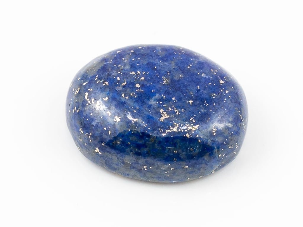 Natural Lapis Lazuli (Lajward) 8.34 Carat top face-up view showing deep royal blue color and pyrite flecks