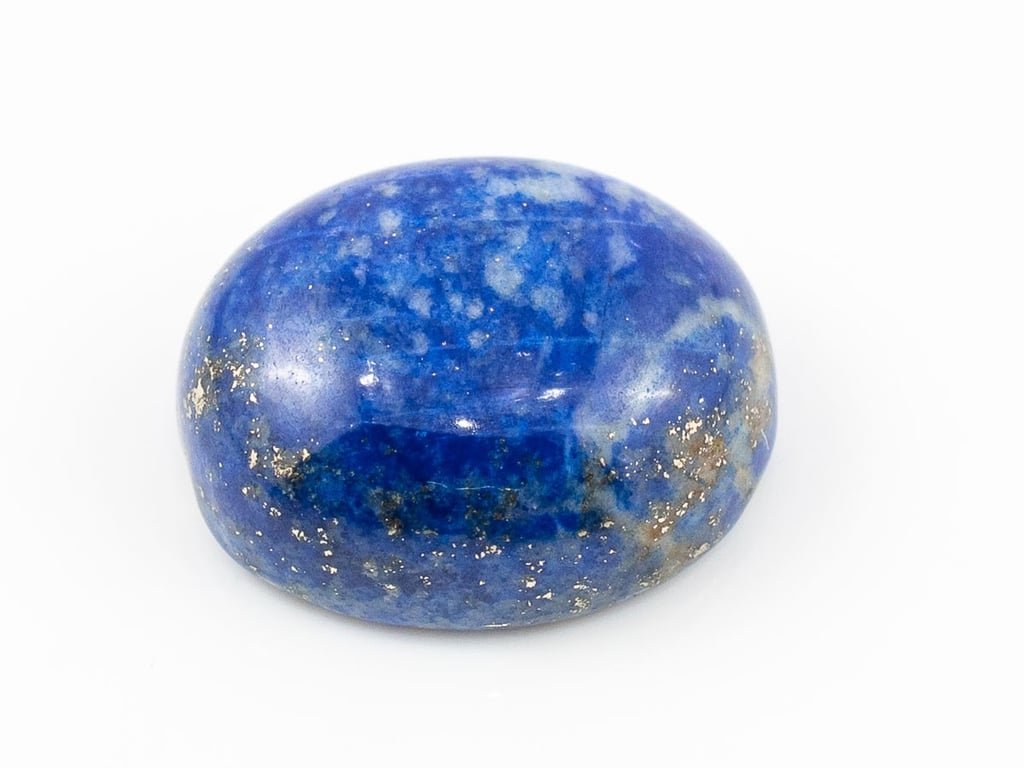 Natural Lapis Lazuli (Lajward) 8.77 Carat top face-up view showing deep royal blue color and pyrite flecks