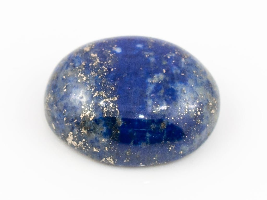 Natural Lapis Lazuli (Lajward) 8.82 Carat top face-up view showing deep royal blue color and pyrite flecks