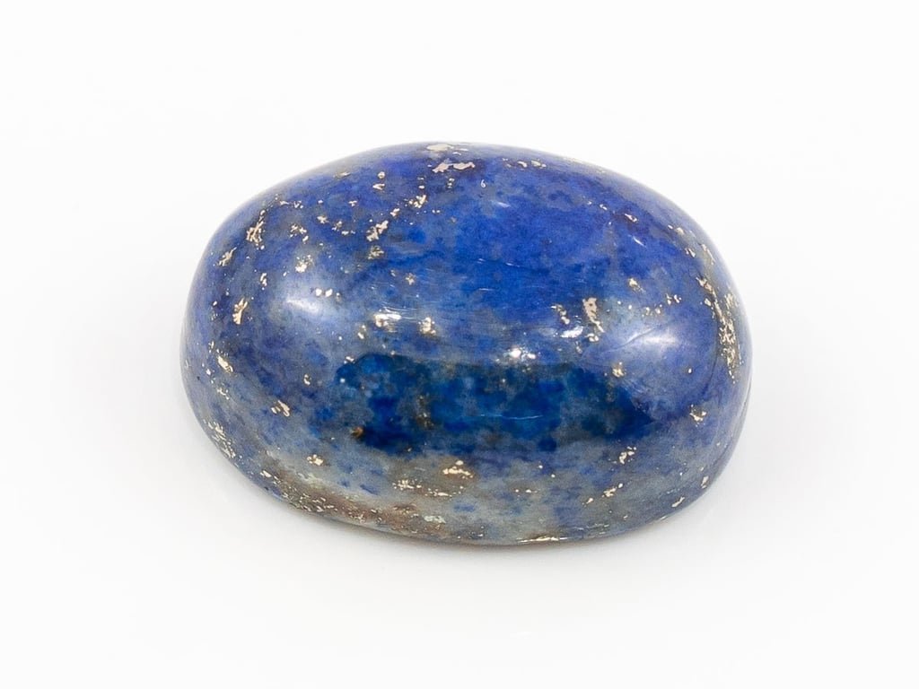 Natural Lapis Lazuli (Lajward) 9.19 Carat top face-up view showing deep royal blue color and pyrite flecks