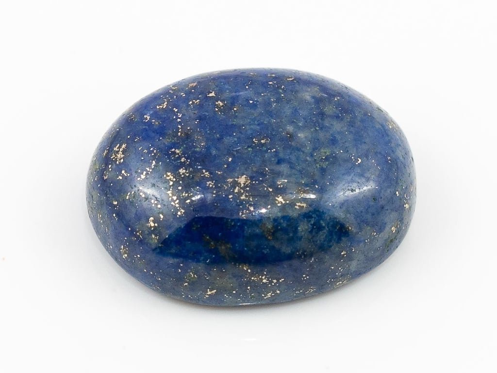 Natural Lapis Lazuli (Lajward) 9.68 Carat top face-up view showing deep royal blue color and pyrite flecks