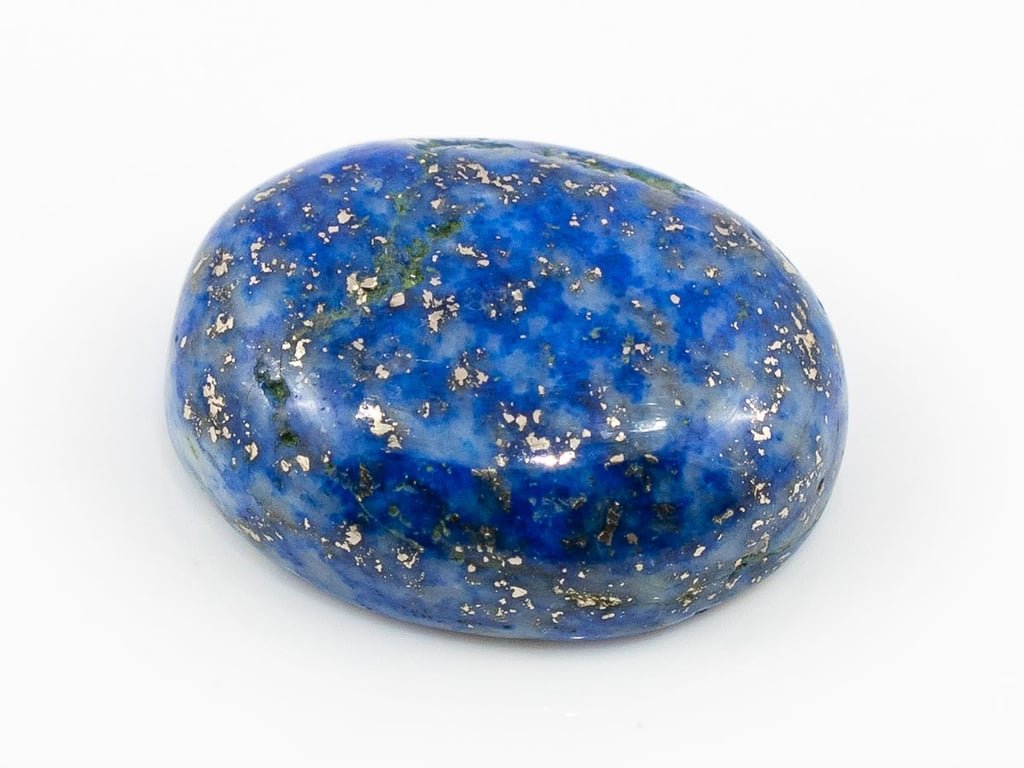 Natural Lapis Lazuli (Lajward) 9.72 Carat top face-up view showing deep royal blue color and pyrite flecks