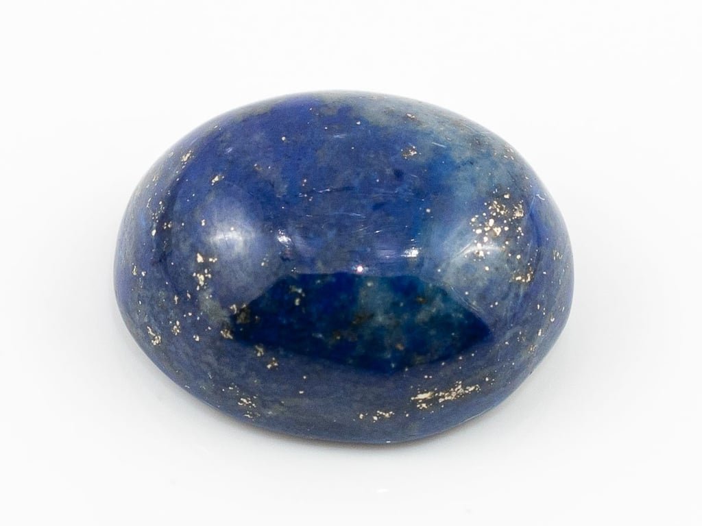 Natural Lapis Lazuli (Lajward) 9.99 Carat top face-up view showing deep royal blue color and pyrite flecks