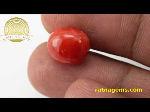 Magnificent Red Coral Oval 7.30ct - 8.02 Ratti | Certified Authentic | Ratna Gems