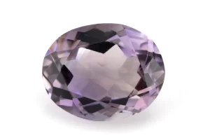 High-resolution image of the Original Amethyst Stone 4.87 Carat (5.35 Ratti) Jamunia showcasing its vibrant blue-purple hues and flawless oval cut.