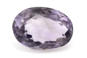 High-resolution image of the Original Amethyst Stone 5.48 Carat (6.02 Ratti) Jamunia showcasing its vibrant blue-purple hues and flawless oval cut.