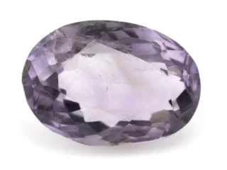 High-resolution image of the Original Amethyst Stone 5.48 Carat (6.02 Ratti) Jamunia showcasing its vibrant blue-purple hues and flawless oval cut.